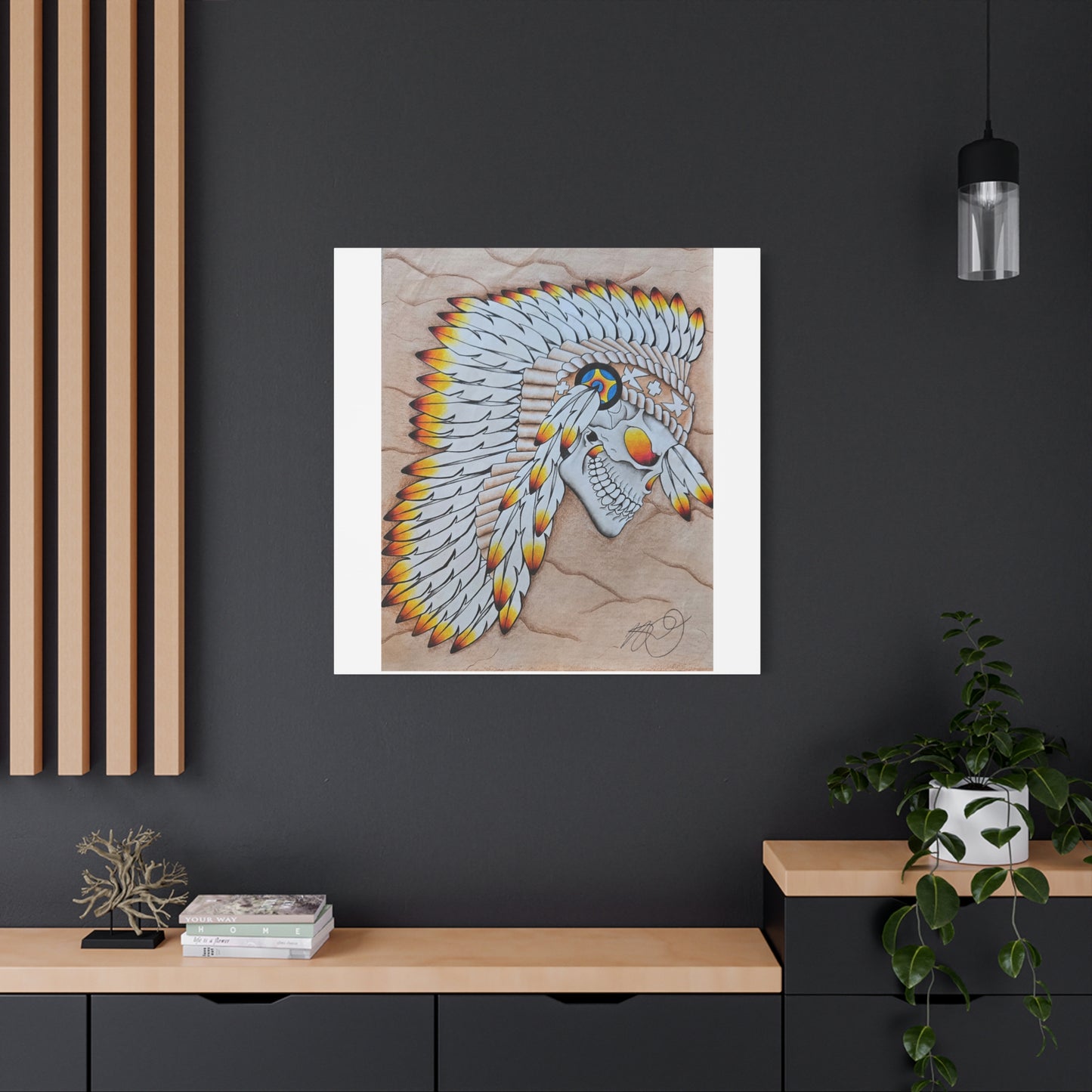 Chief Skull Matte Canvas Wall Art (Stretched 1.25")