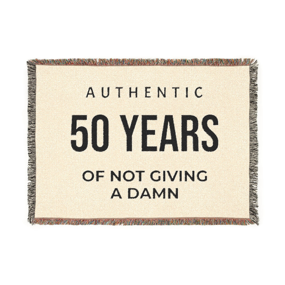 50 Years of Not Giving a Damn Woven Blanket — Funny 50th Birthday Throw