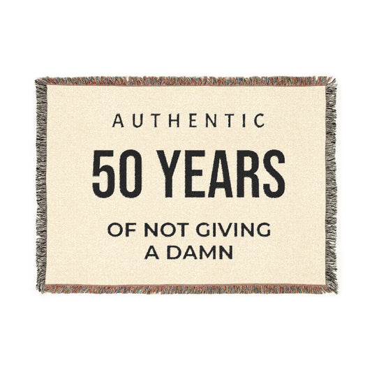 50 Years of Not Giving a Damn Woven Blanket — Funny 50th Birthday Throw