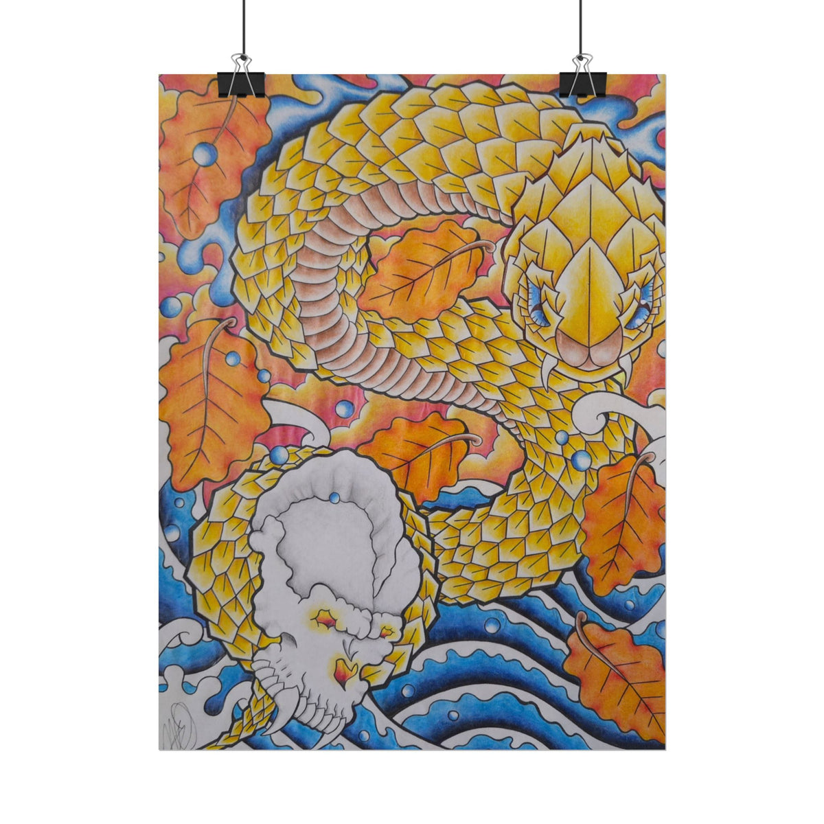 Autumn Gold Dragon Poster — Vibrant Fall Fantasy Wall Art (Rolled Poster)