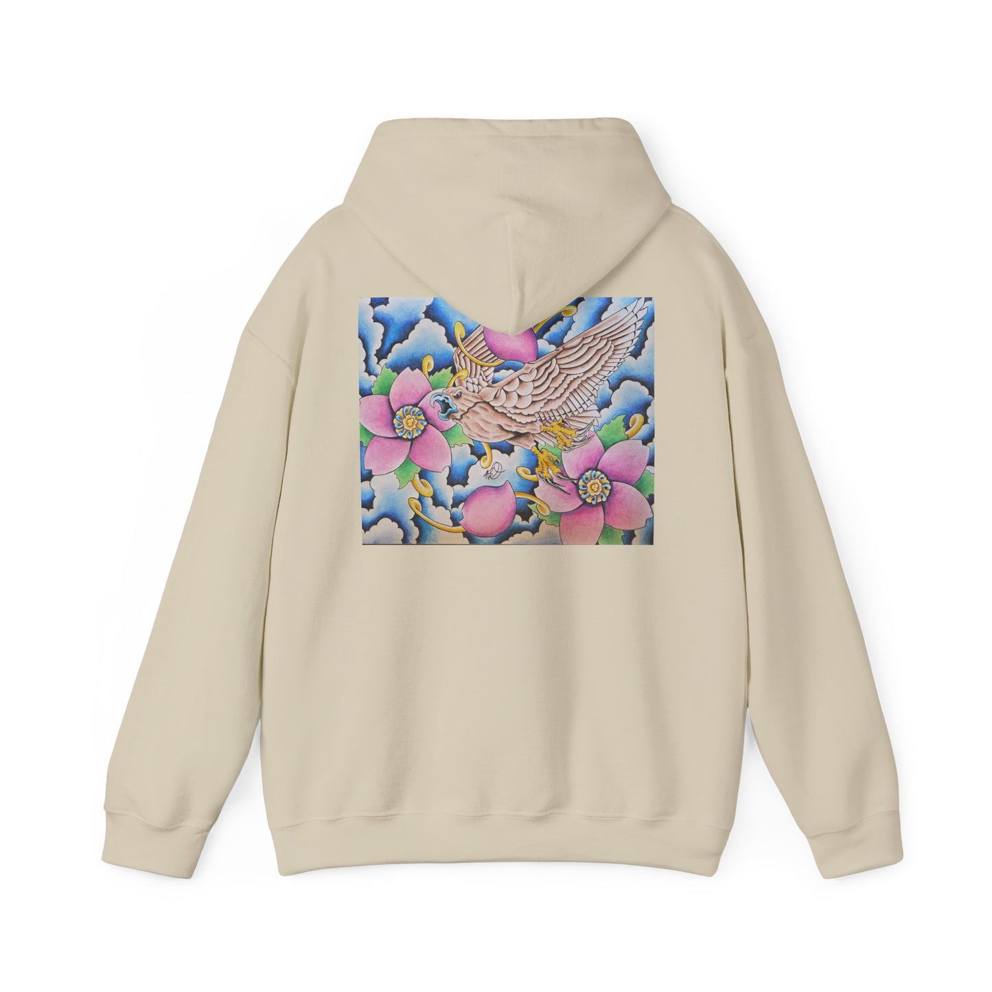 Floral Hawk Hoodie — Feminine Hawk with Flowers Sweatshirt