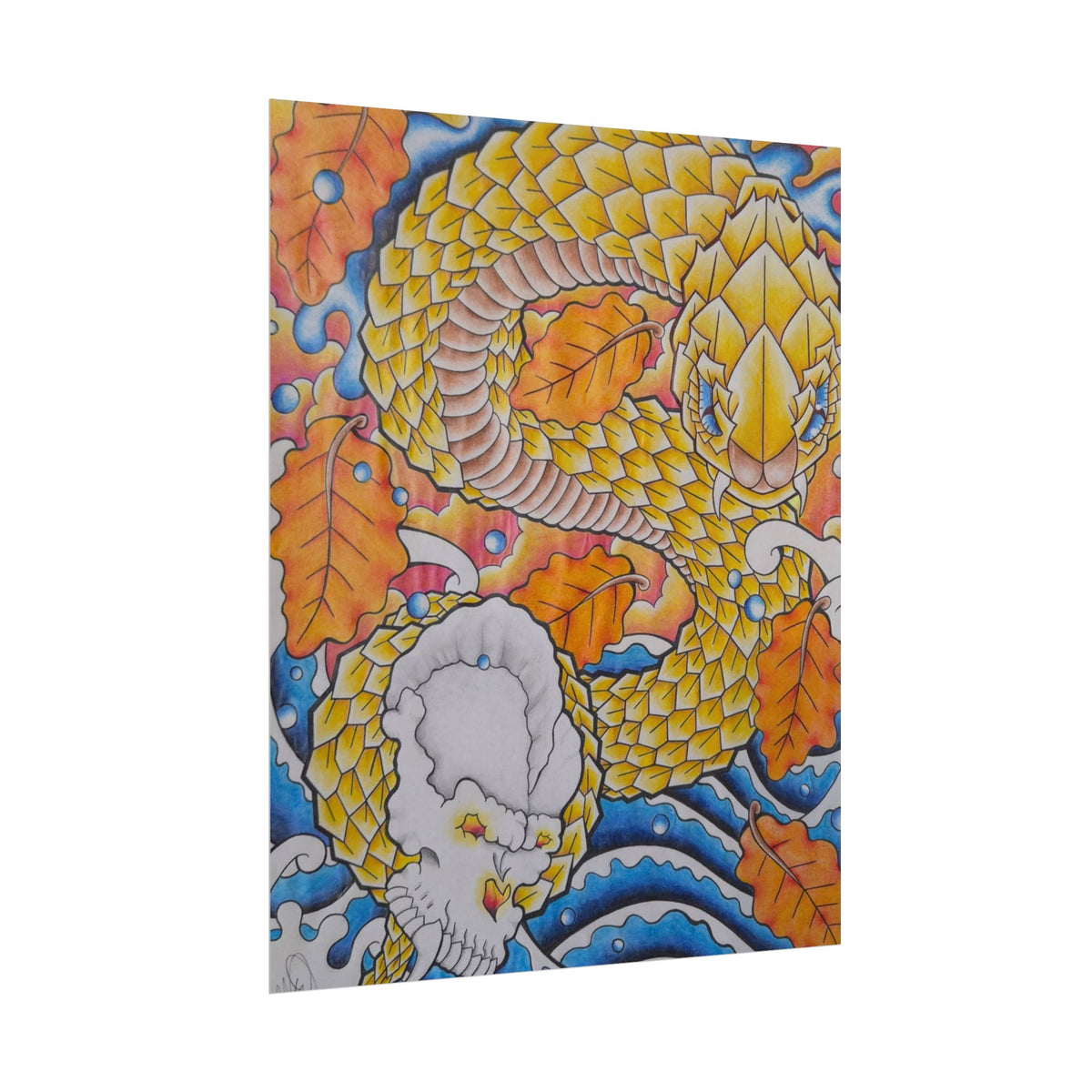 Autumn Gold Dragon Poster — Vibrant Fall Fantasy Wall Art (Rolled Poster)