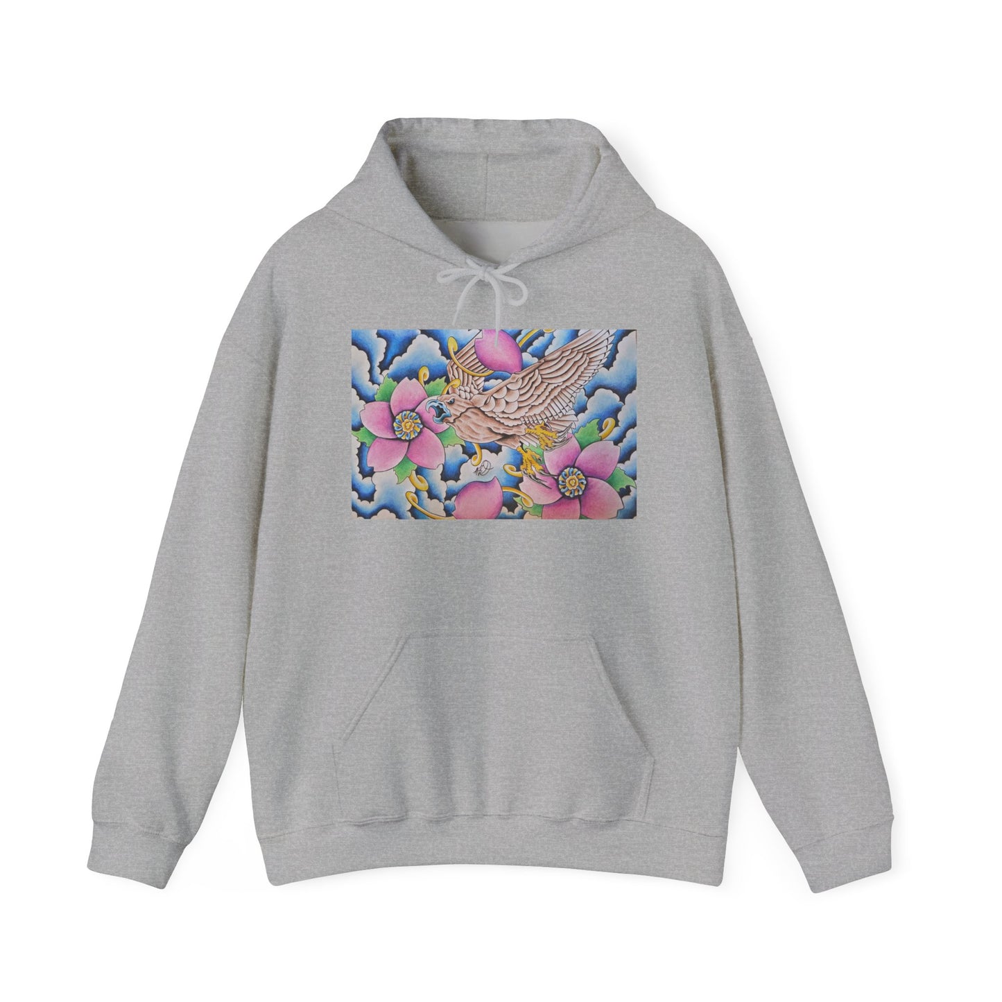 Floral Hawk Hoodie — Feminine Hawk with Flowers Sweatshirt