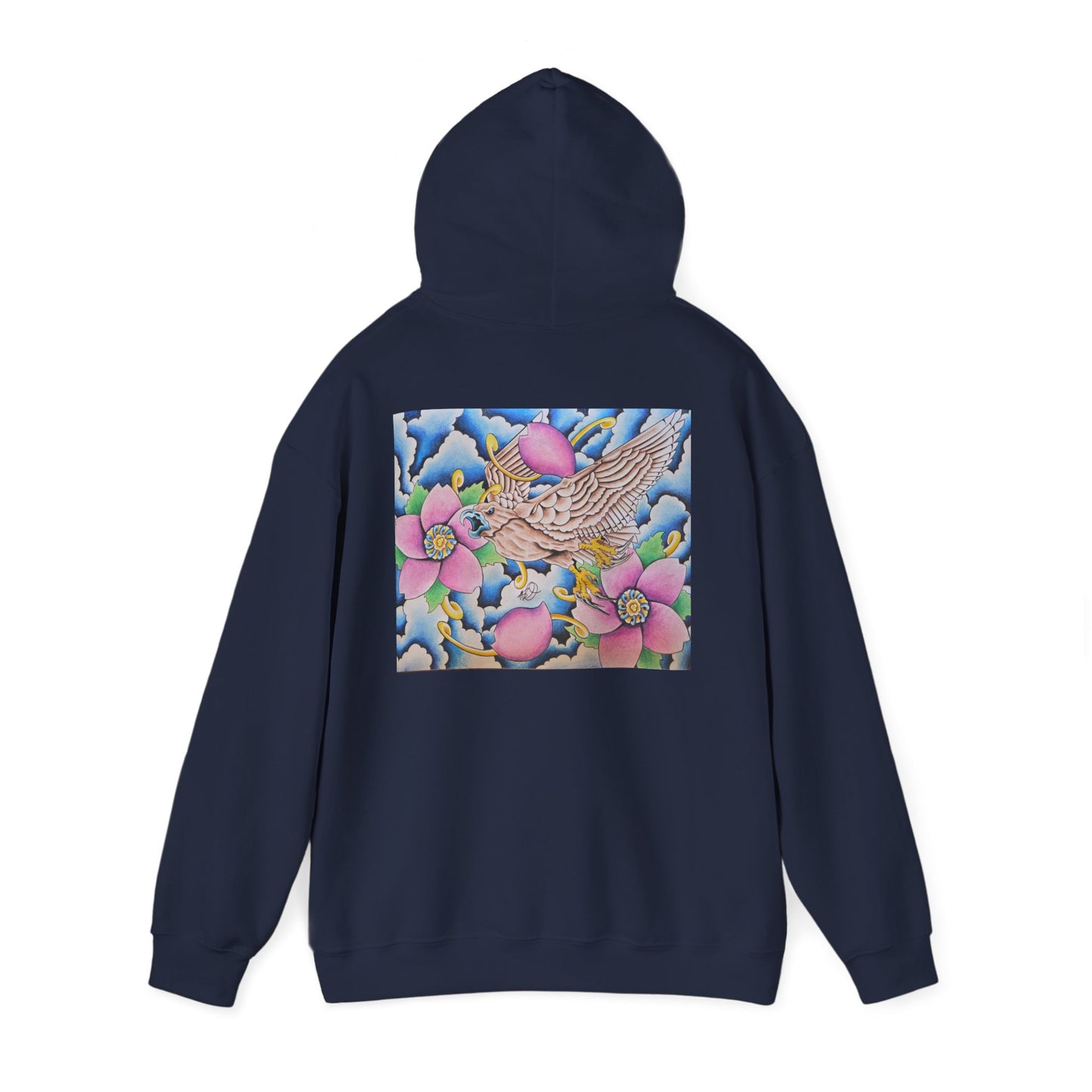 Floral Hawk Hoodie — Feminine Hawk with Flowers Sweatshirt