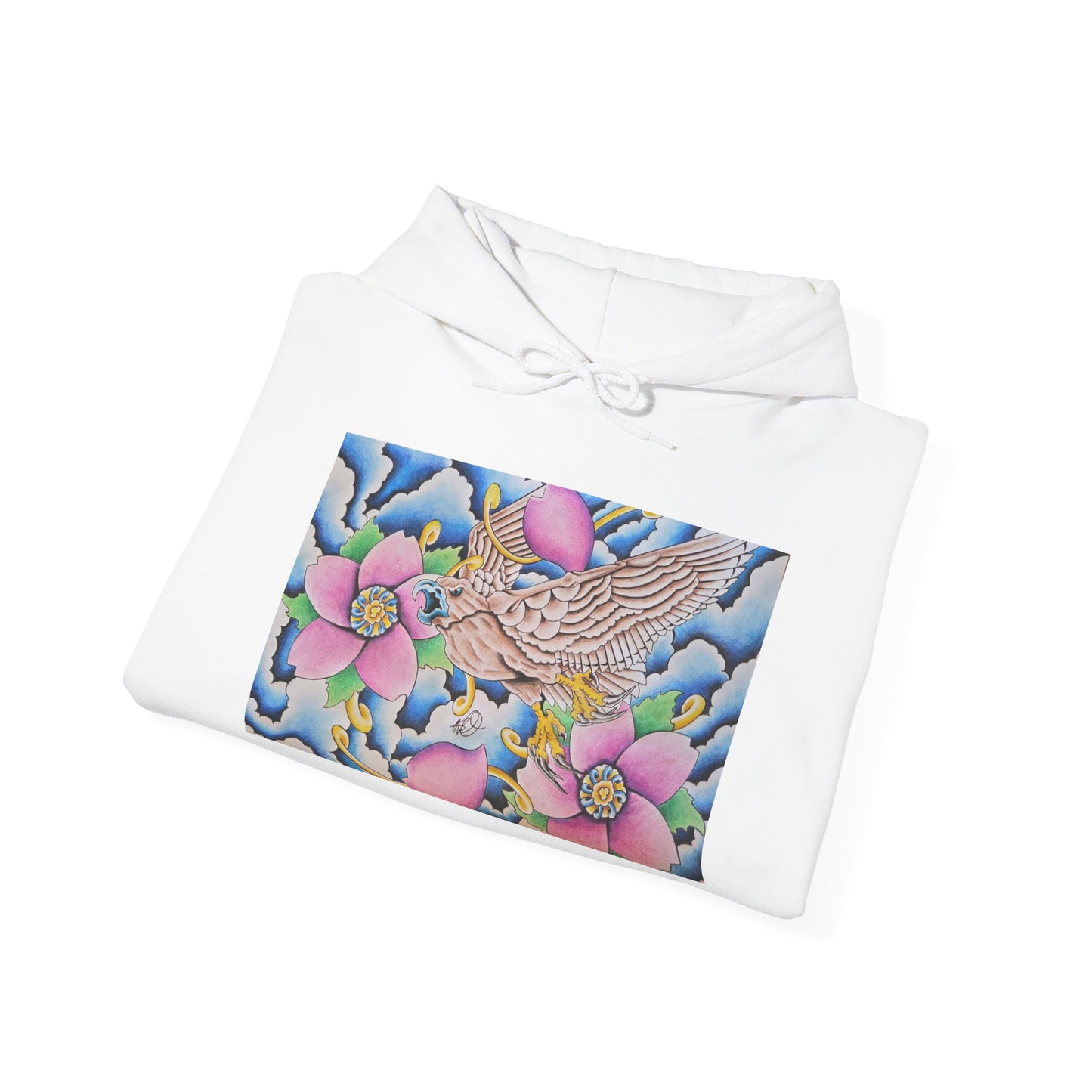 Floral Hawk Hoodie — Feminine Hawk with Flowers Sweatshirt