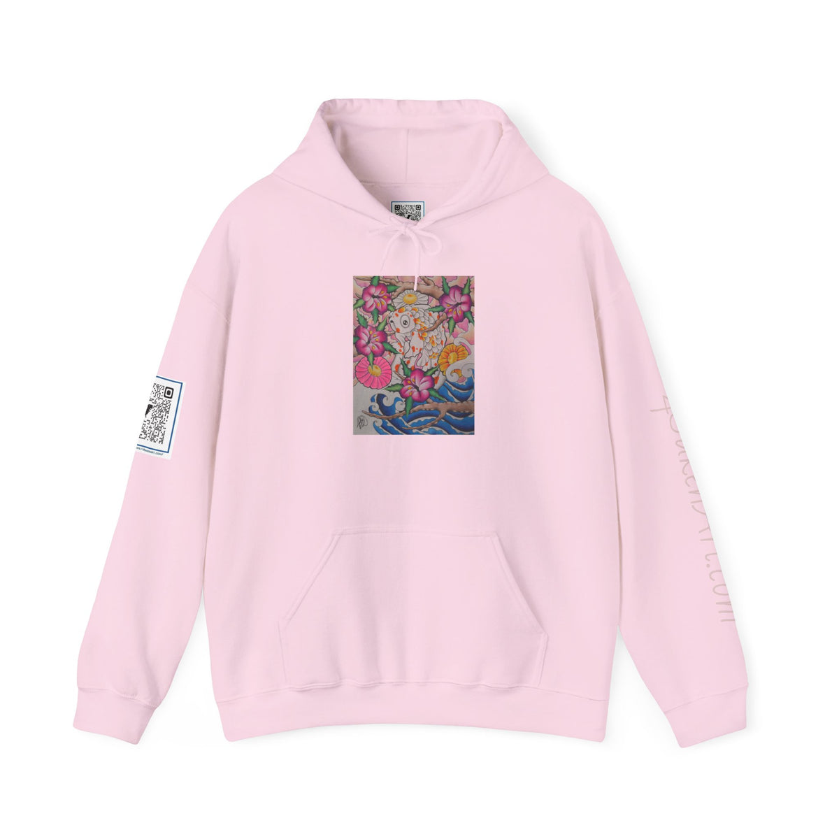 Floral Koi Art Hoodie — Colorful Japanese-Inspired Flower & Koi Pond Graphic