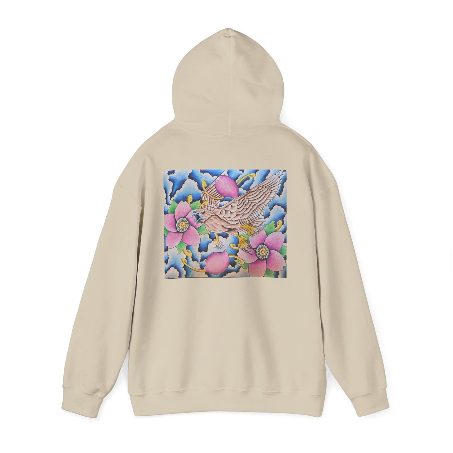 Floral Hawk Hoodie — Feminine Hawk with Flowers Sweatshirt