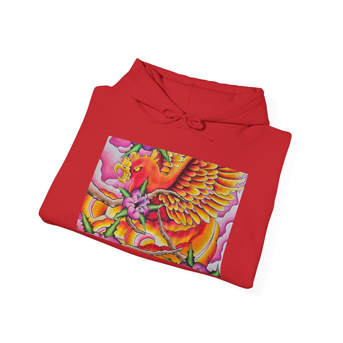 Phoenix Wings Hoodie — Vibrant Floral Phoenix Graphic Sweatshirt