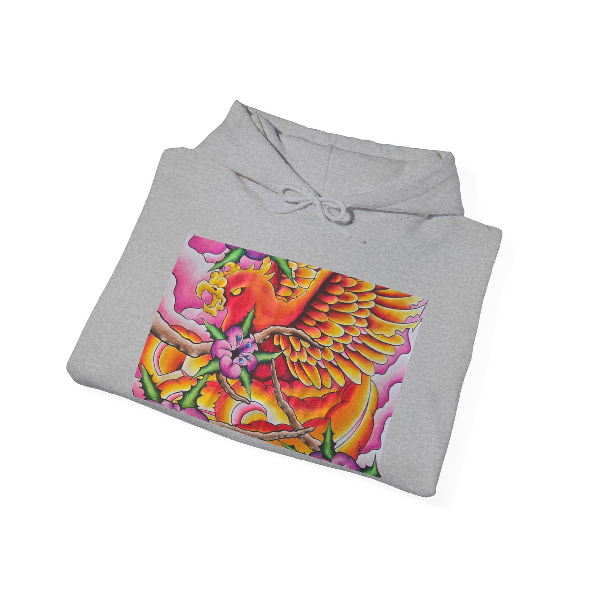 Phoenix Wings Hoodie — Vibrant Floral Phoenix Graphic Sweatshirt