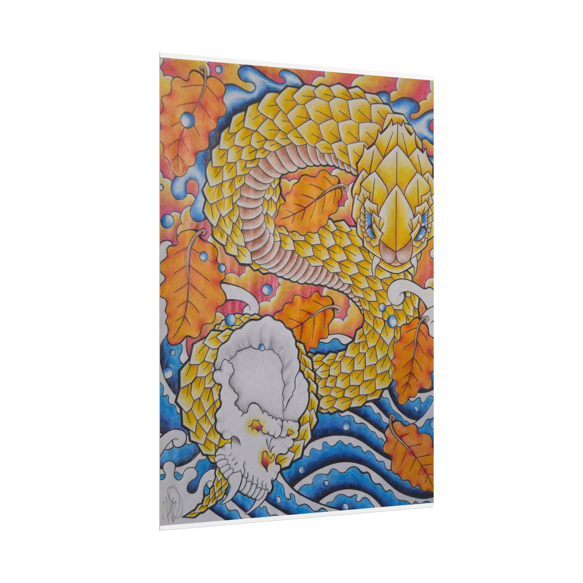 Autumn Gold Dragon Poster — Vibrant Fall Fantasy Wall Art (Rolled Poster)