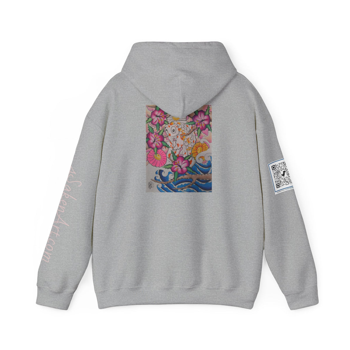Floral Koi Art Hoodie — Colorful Japanese-Inspired Flower & Koi Pond Graphic