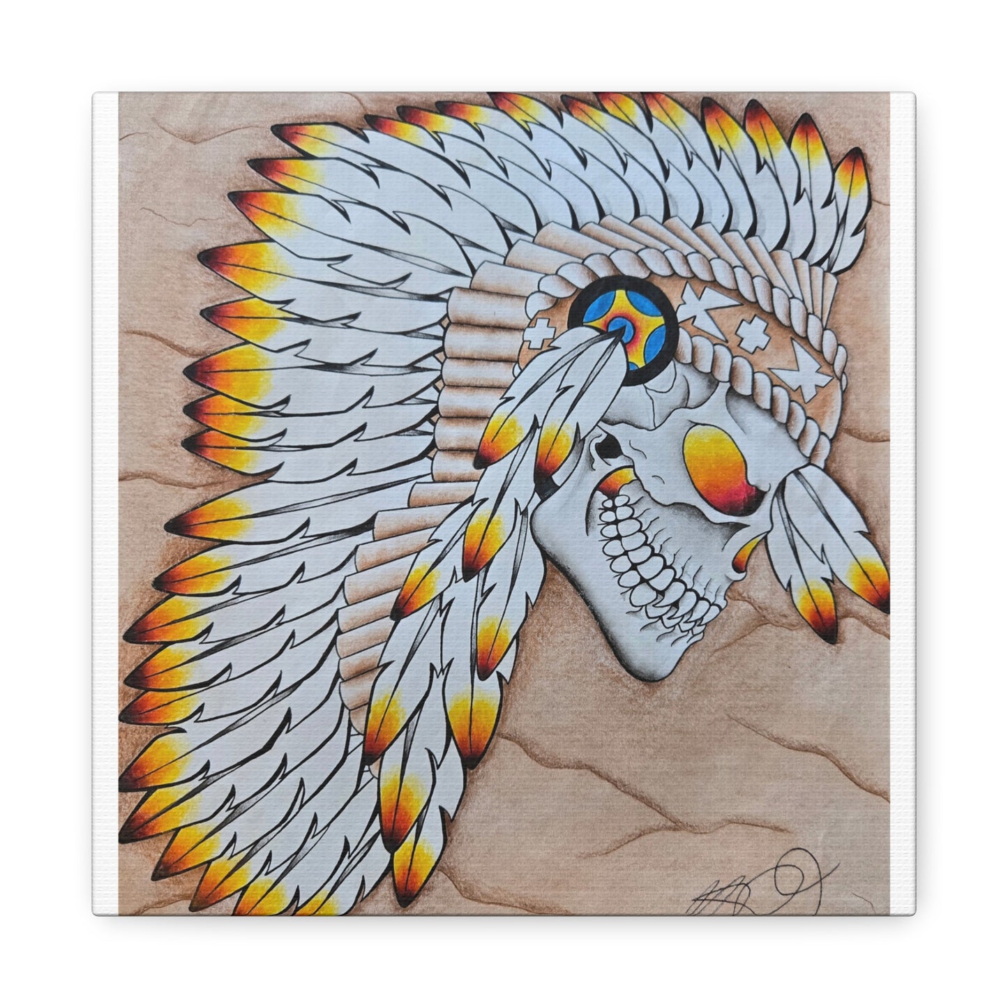 Chief Skull Matte Canvas Wall Art (Stretched 1.25")