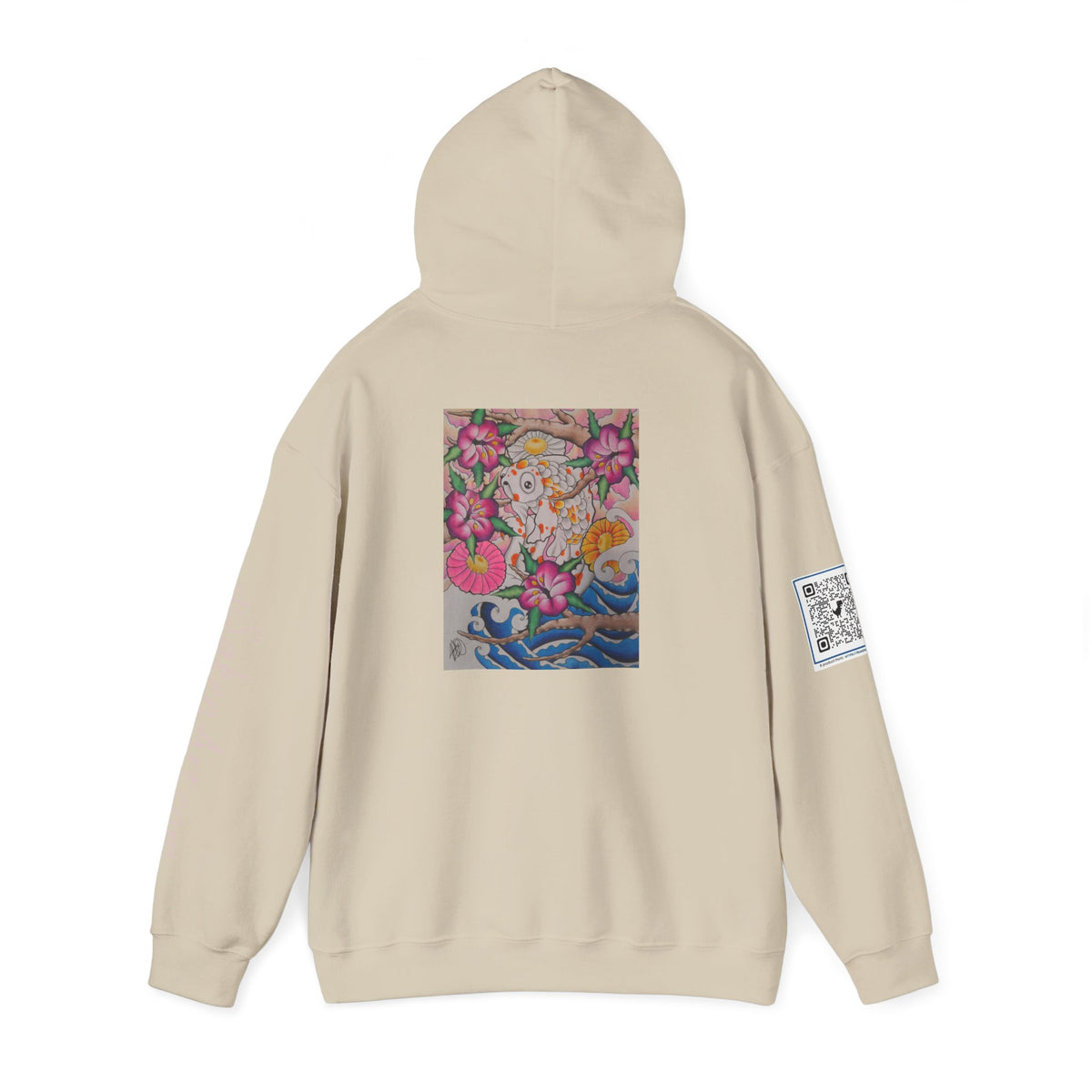 Floral Koi Art Hoodie — Colorful Japanese-Inspired Flower & Koi Pond Graphic