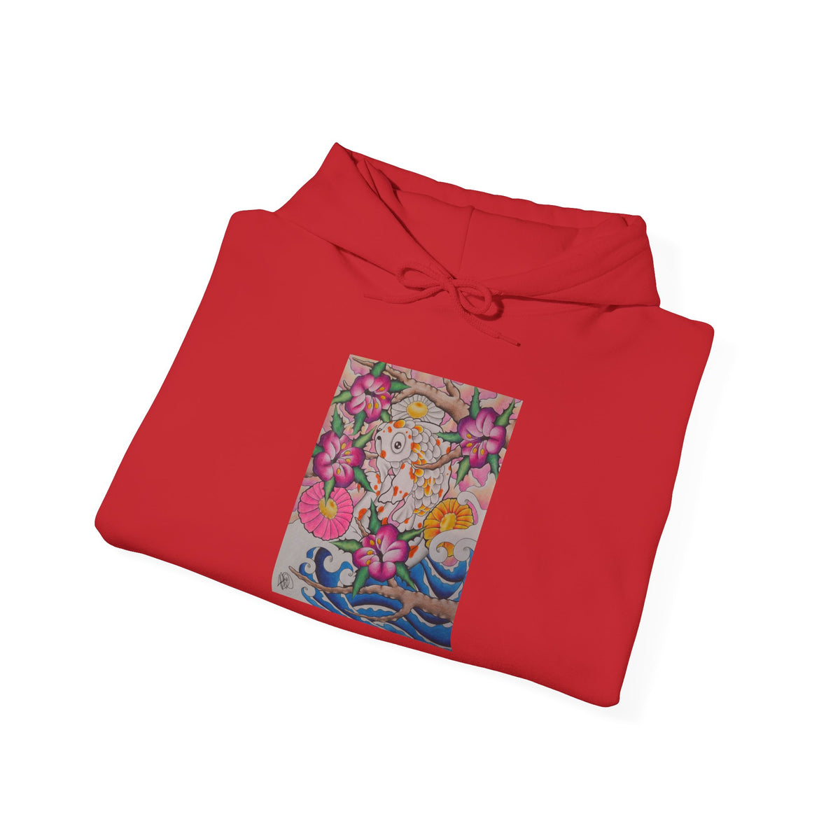 Floral Koi Art Hoodie — Colorful Japanese-Inspired Flower & Koi Pond Graphic