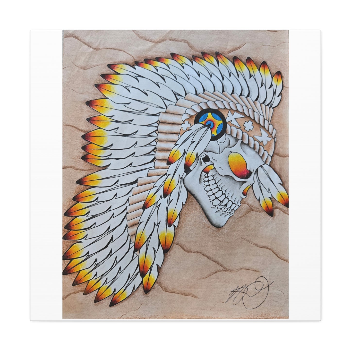 Chief Skull Matte Canvas Wall Art (Stretched 1.25")