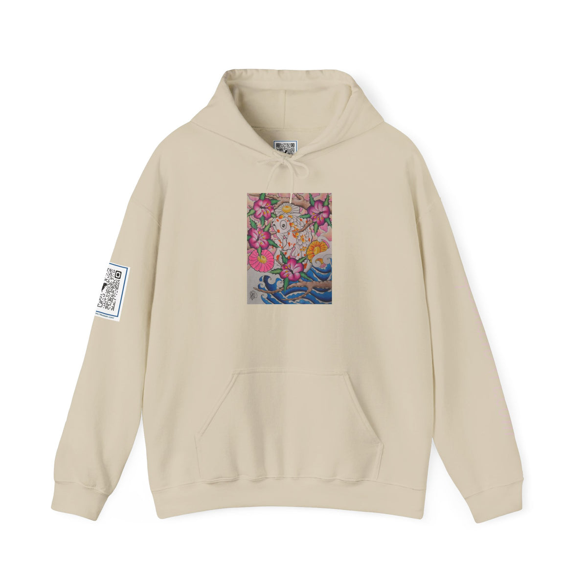 Floral Koi Art Hoodie — Colorful Japanese-Inspired Flower & Koi Pond Graphic