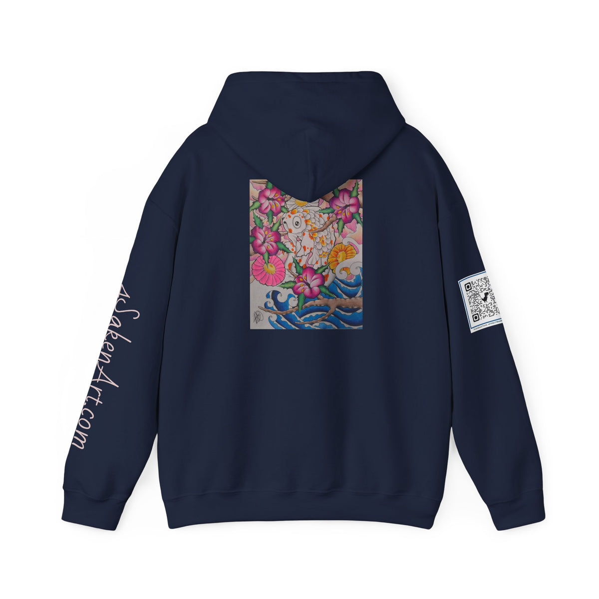 Floral Koi Art Hoodie — Colorful Japanese-Inspired Flower & Koi Pond Graphic