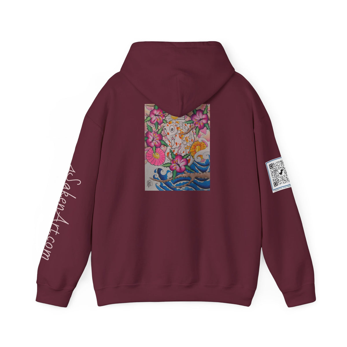 Floral Koi Art Hoodie — Colorful Japanese-Inspired Flower & Koi Pond Graphic