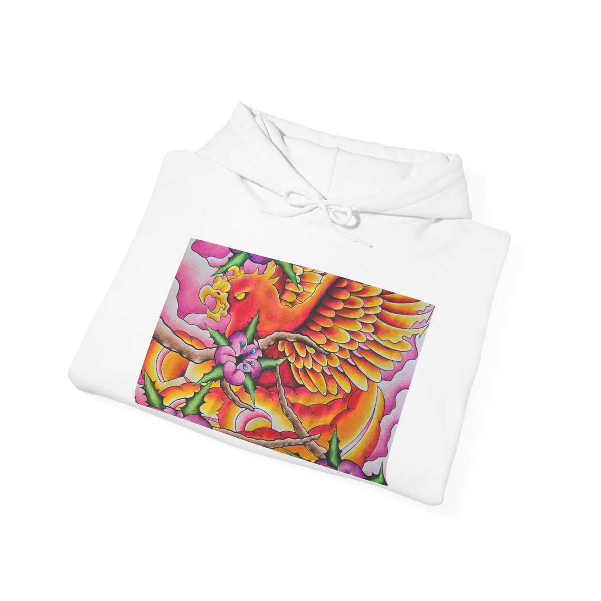 Phoenix Wings Hoodie — Vibrant Floral Phoenix Graphic Sweatshirt