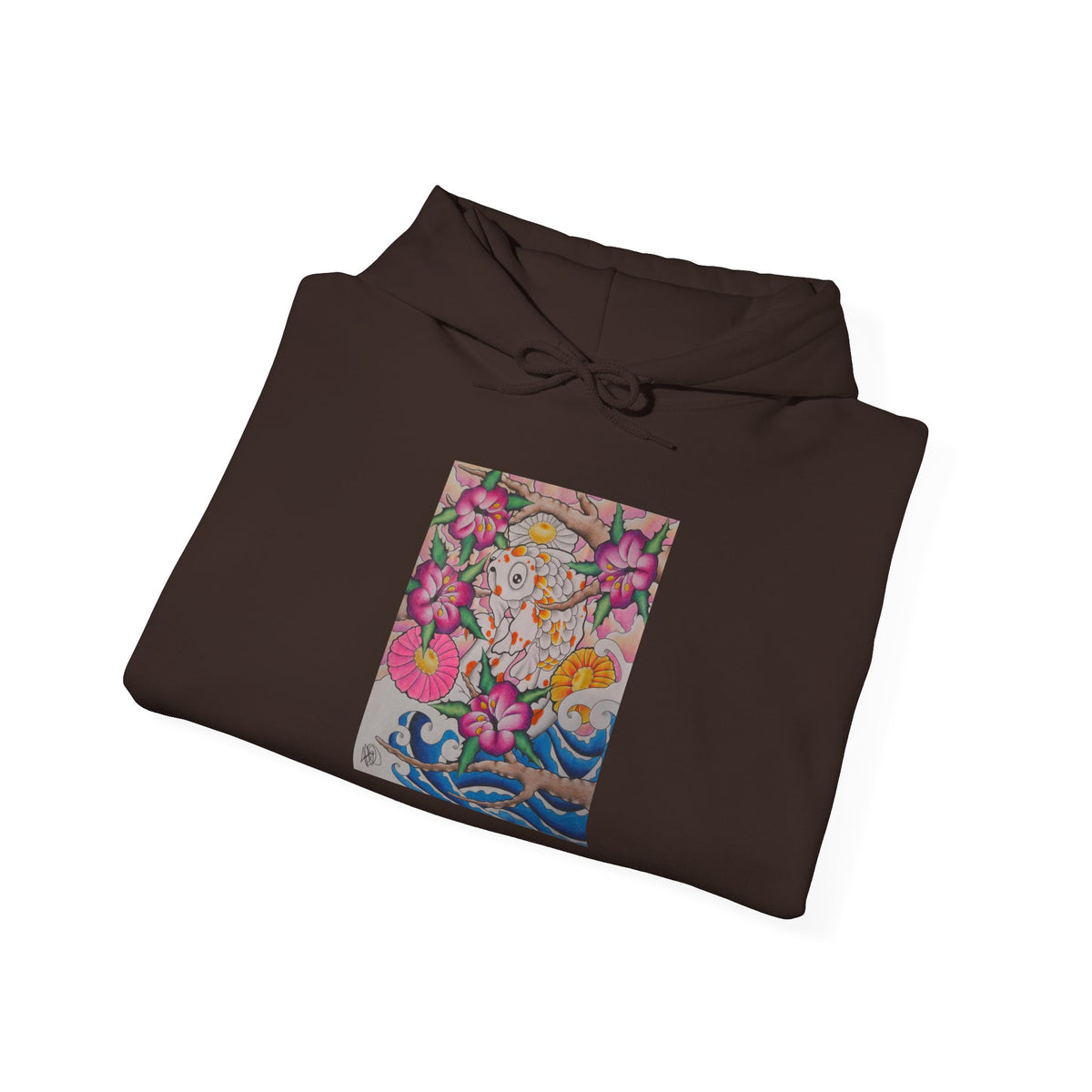 Floral Koi Art Hoodie — Colorful Japanese-Inspired Flower & Koi Pond Graphic