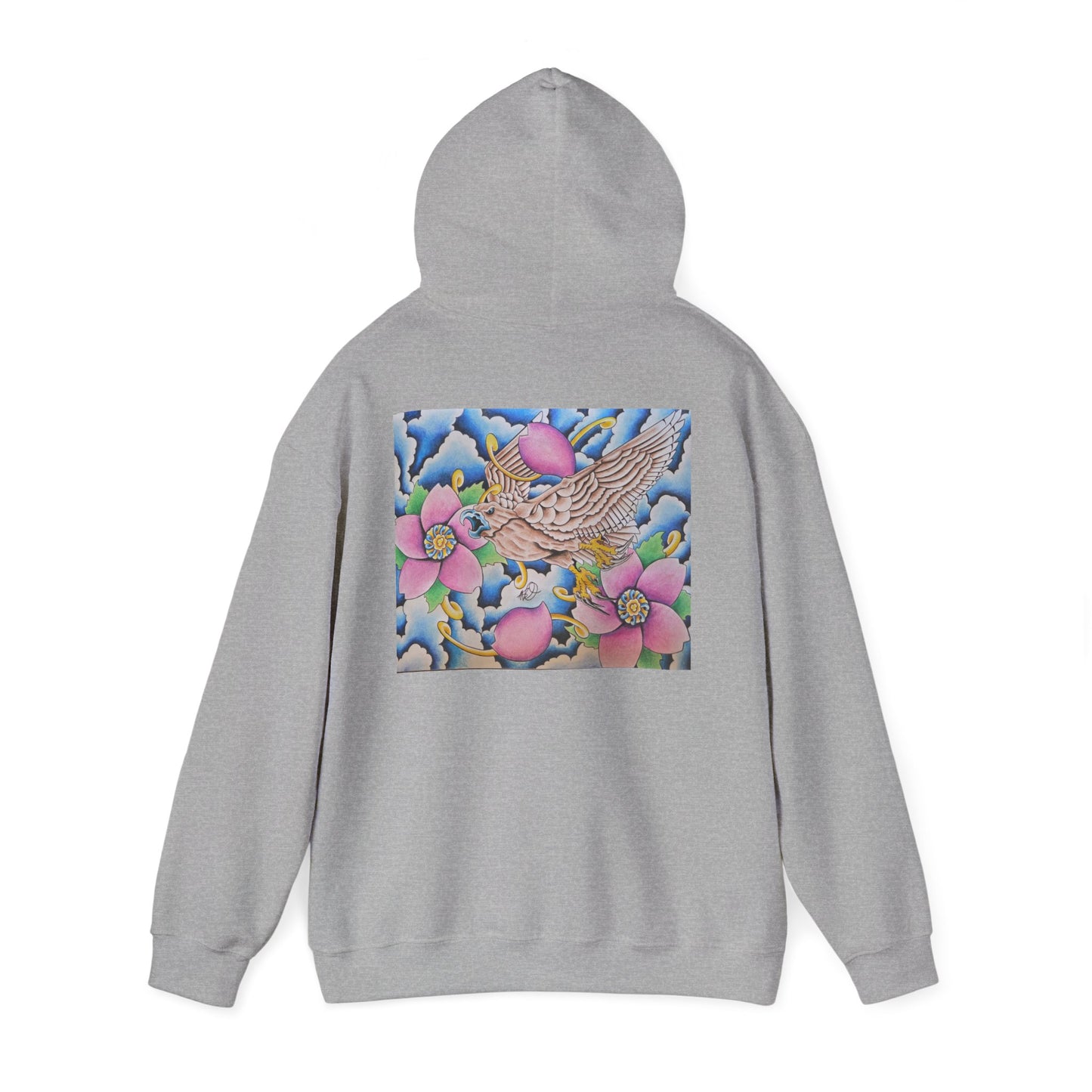 Floral Hawk Hoodie — Feminine Hawk with Flowers Sweatshirt