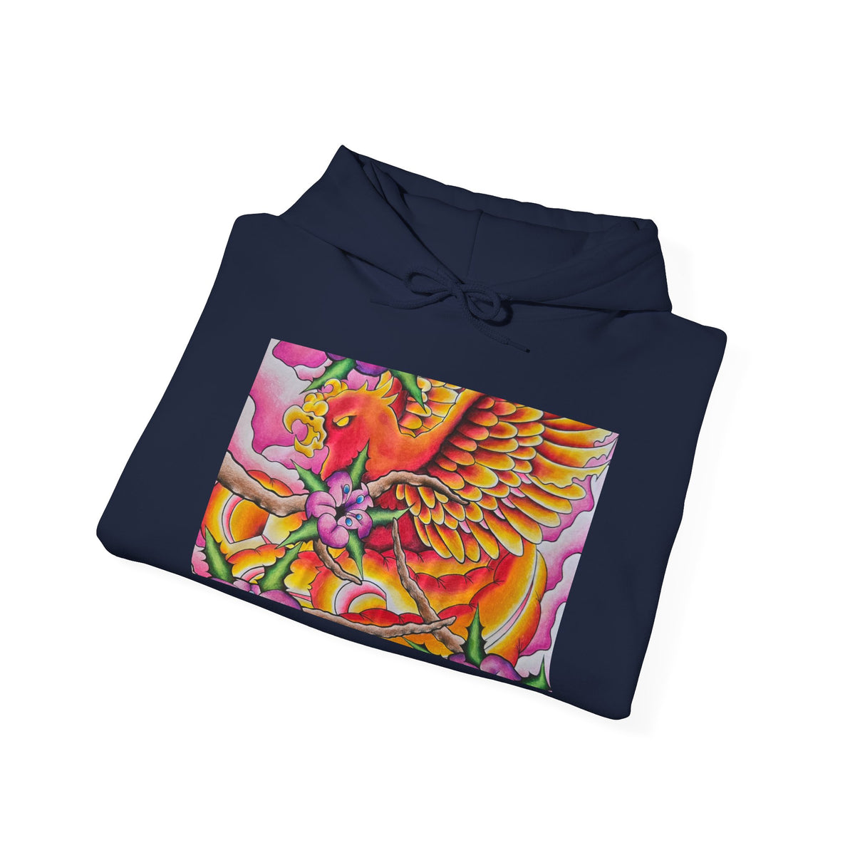 Phoenix Wings Hoodie — Vibrant Floral Phoenix Graphic Sweatshirt