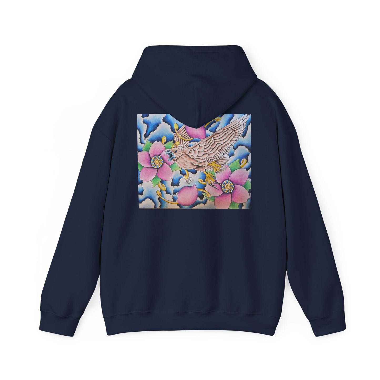 Floral Hawk Hoodie — Feminine Hawk with Flowers Sweatshirt