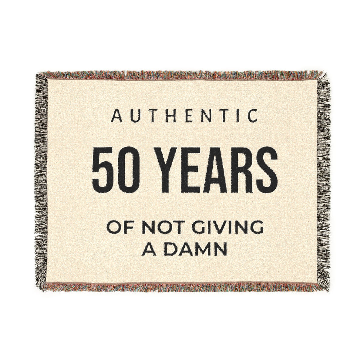 50 Years of Not Giving a Damn Woven Blanket — Funny 50th Birthday Throw