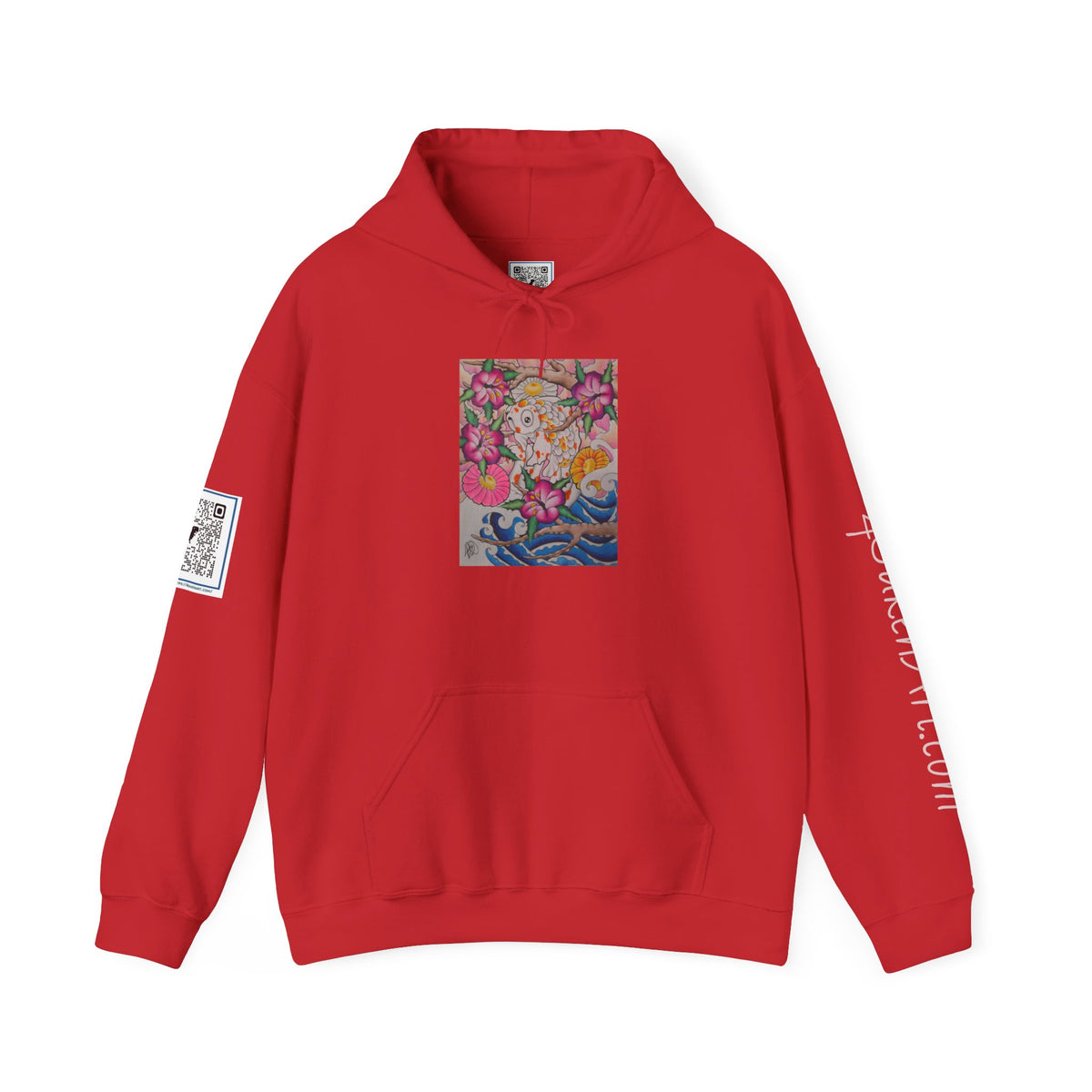 Floral Koi Art Hoodie — Colorful Japanese-Inspired Flower & Koi Pond Graphic