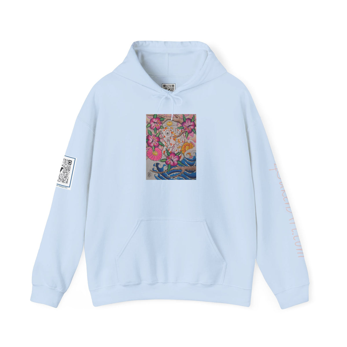 Floral Koi Art Hoodie — Colorful Japanese-Inspired Flower & Koi Pond Graphic