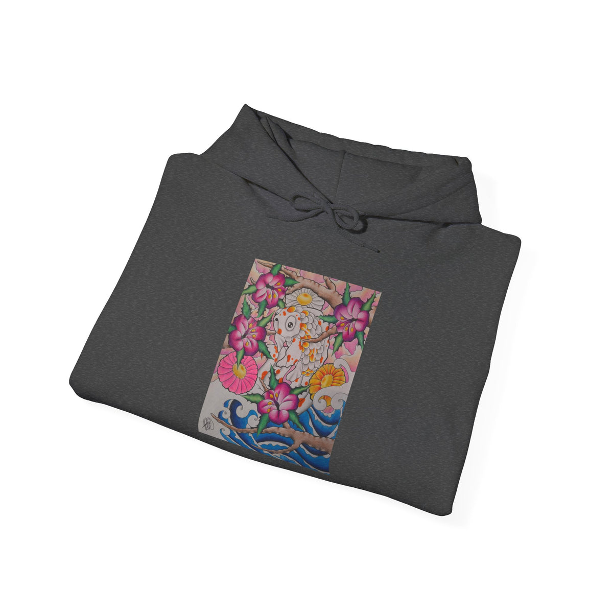 Floral Koi Art Hoodie — Colorful Japanese-Inspired Flower & Koi Pond Graphic