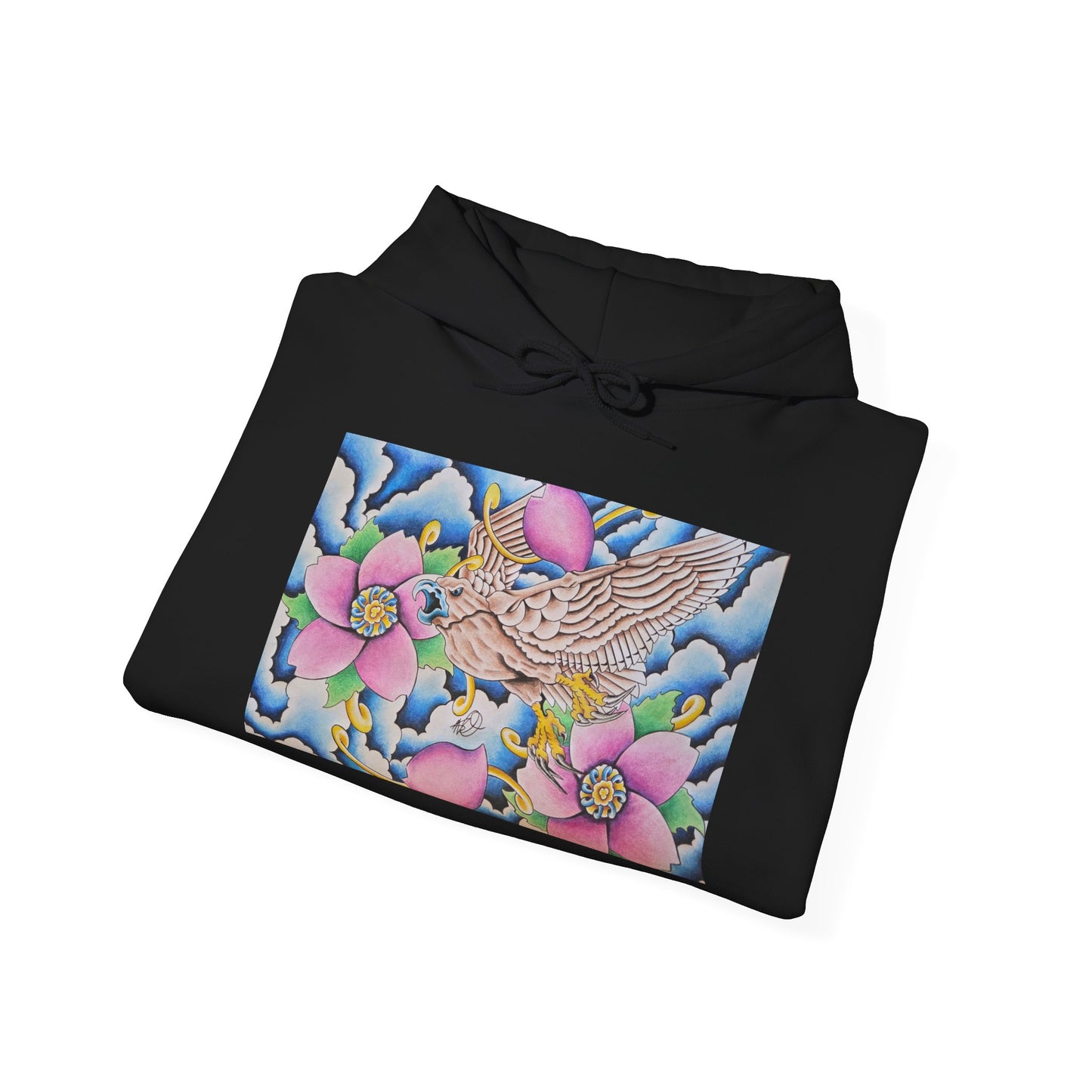 Floral Hawk Hoodie — Feminine Hawk with Flowers Sweatshirt