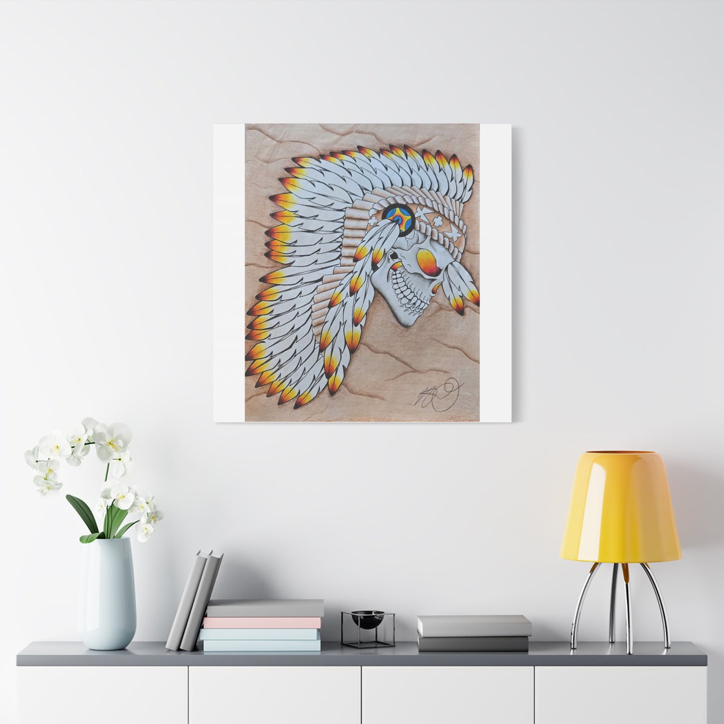 Chief Skull Matte Canvas Wall Art (Stretched 1.25")