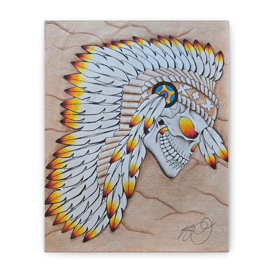 Chief Skull Matte Canvas Wall Art (Stretched 1.25")