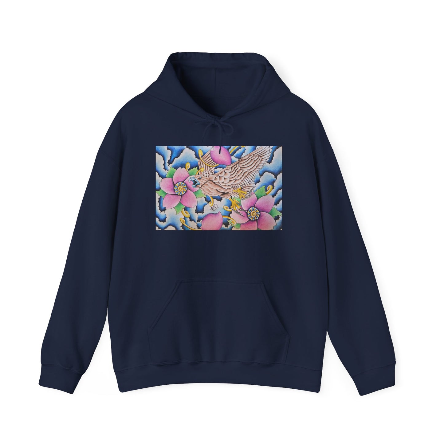 Floral Hawk Hoodie — Feminine Hawk with Flowers Sweatshirt