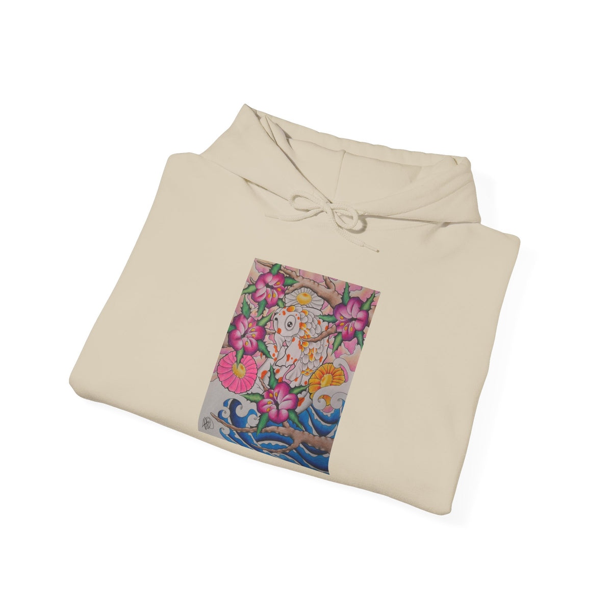 Floral Koi Art Hoodie — Colorful Japanese-Inspired Flower & Koi Pond Graphic