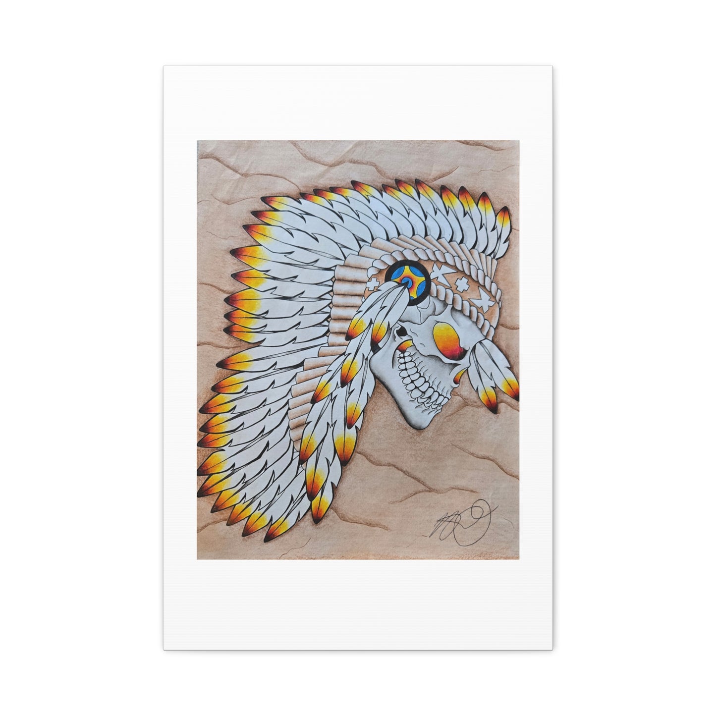 Chief Skull Matte Canvas Wall Art (Stretched 1.25")