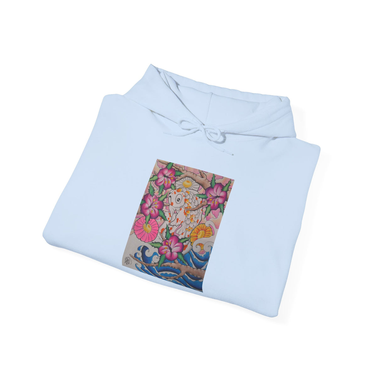 Floral Koi Art Hoodie — Colorful Japanese-Inspired Flower & Koi Pond Graphic