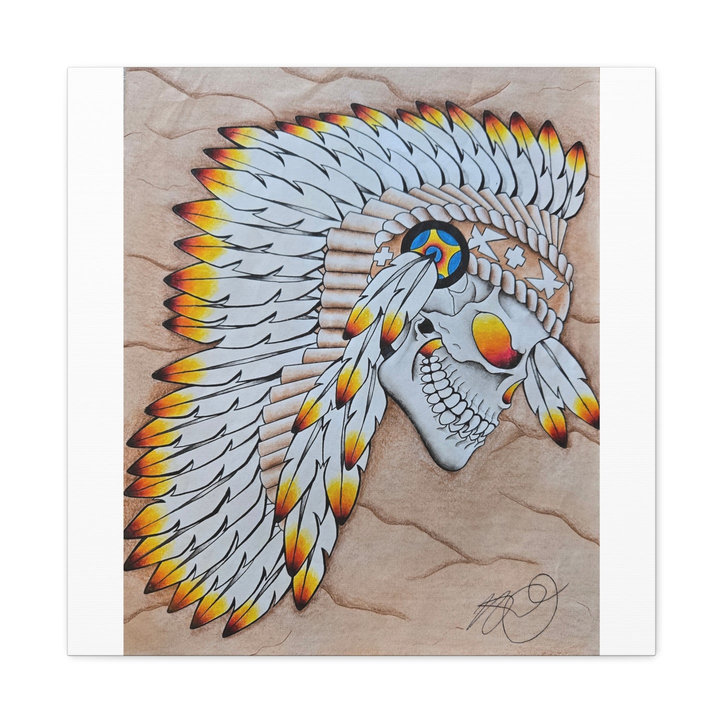 Chief Skull Matte Canvas Wall Art (Stretched 1.25")