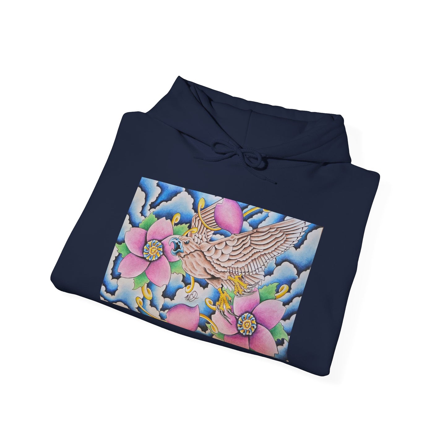 Floral Hawk Hoodie — Feminine Hawk with Flowers Sweatshirt