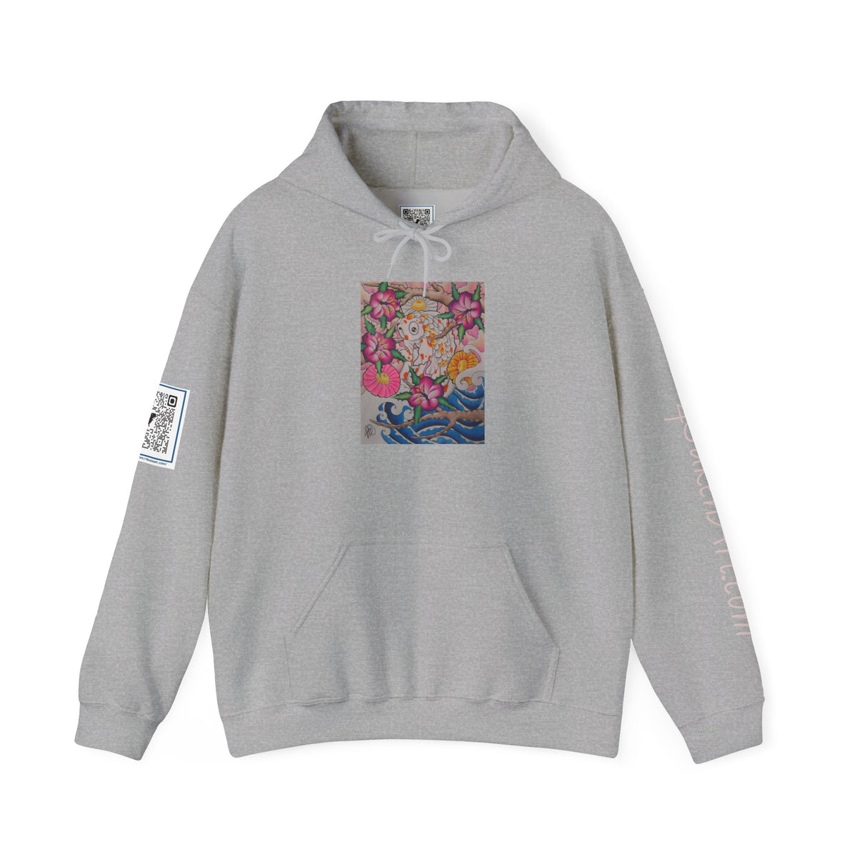 Floral Koi Art Hoodie — Colorful Japanese-Inspired Flower & Koi Pond Graphic