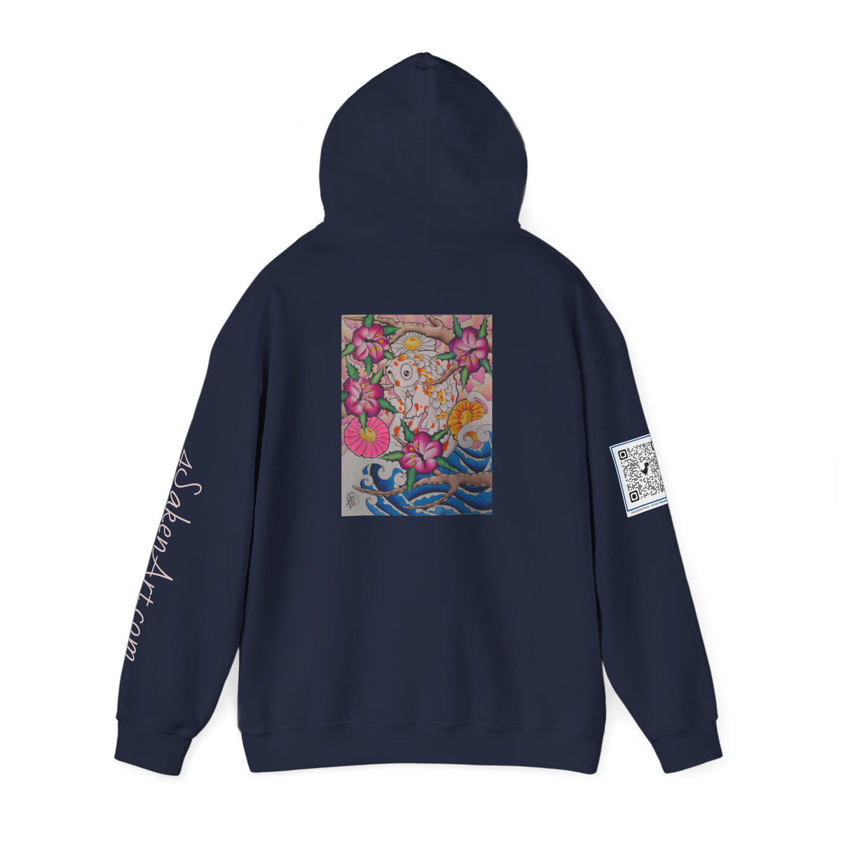 Floral Koi Art Hoodie — Colorful Japanese-Inspired Flower & Koi Pond Graphic