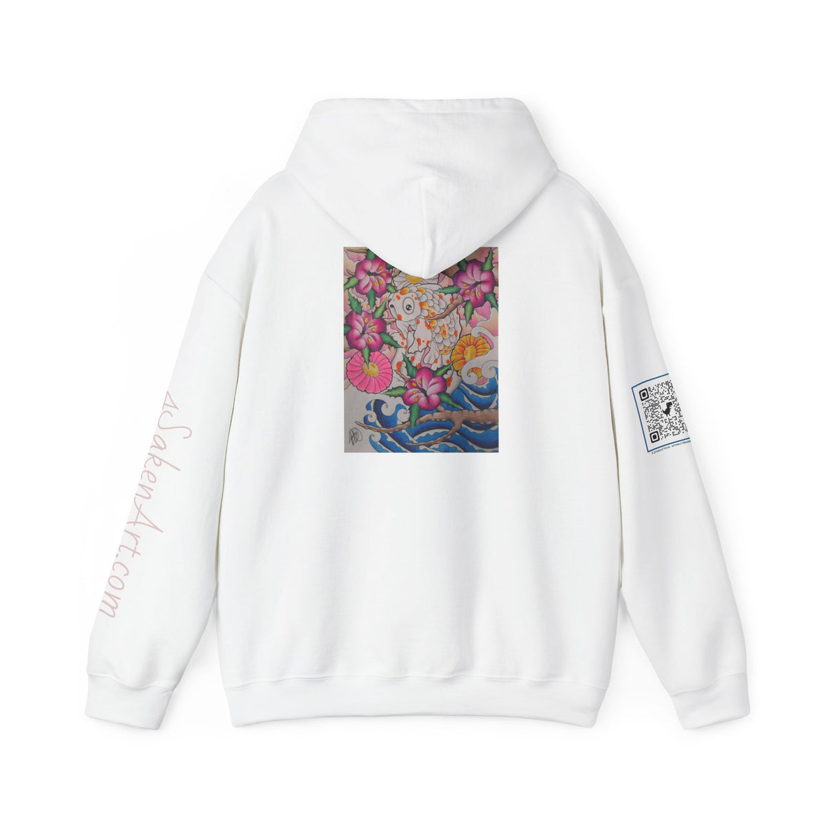 Floral Koi Art Hoodie — Colorful Japanese-Inspired Flower & Koi Pond Graphic