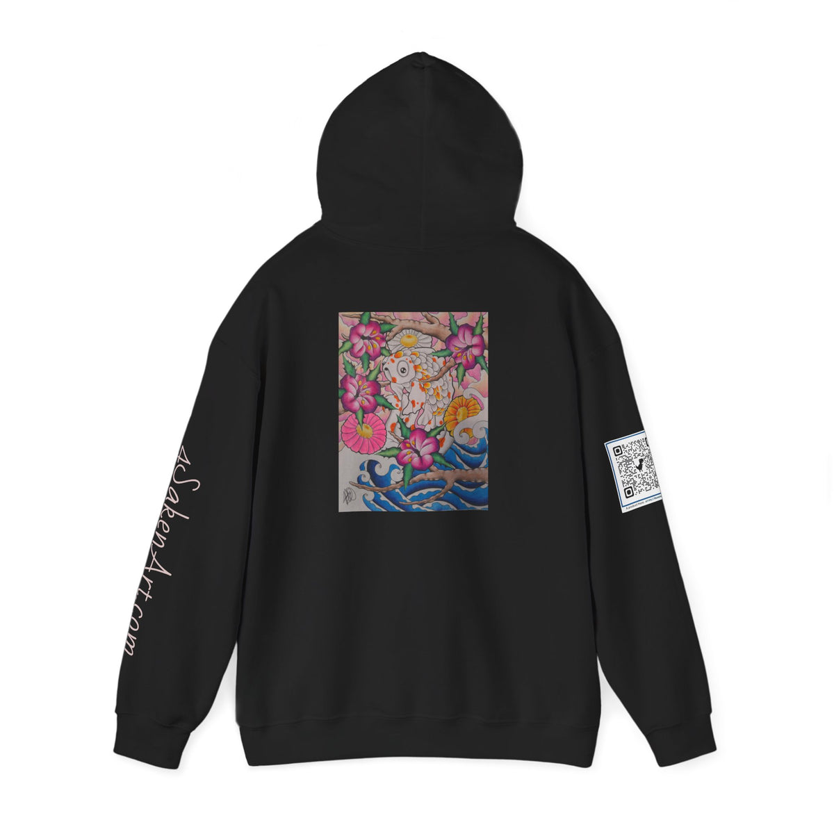 Floral Koi Art Hoodie — Colorful Japanese-Inspired Flower & Koi Pond Graphic