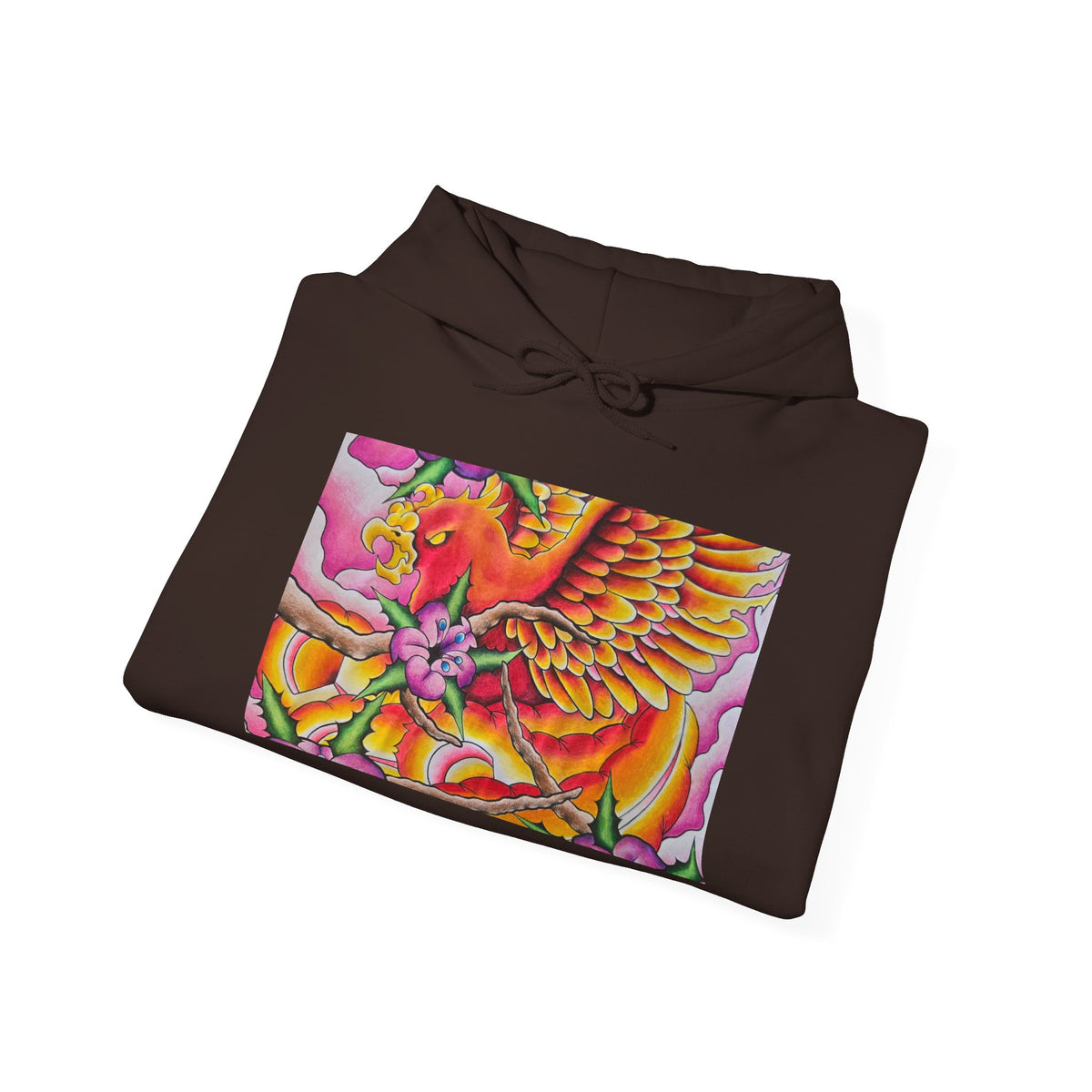 Phoenix Wings Hoodie — Vibrant Floral Phoenix Graphic Sweatshirt