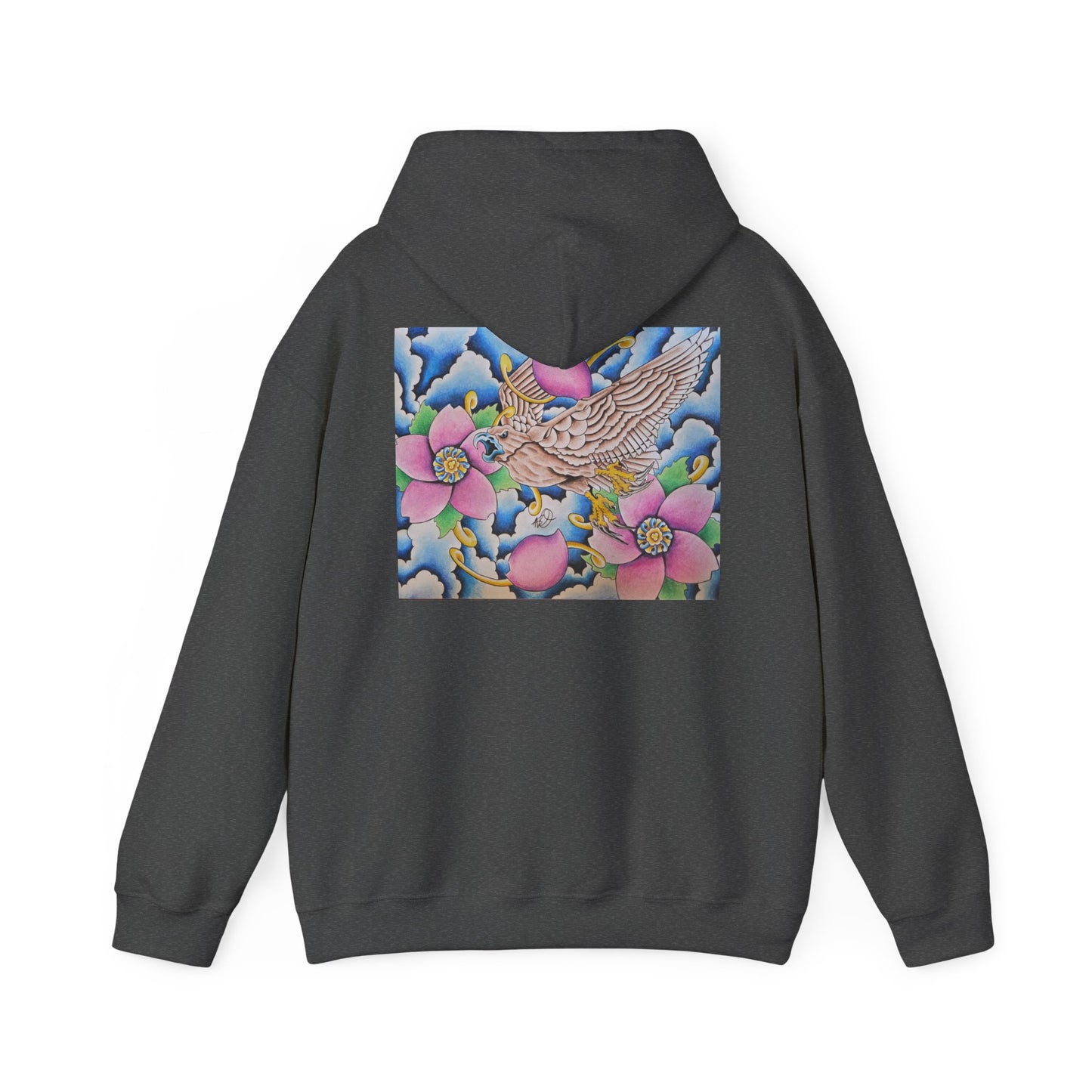 Floral Hawk Hoodie — Feminine Hawk with Flowers Sweatshirt