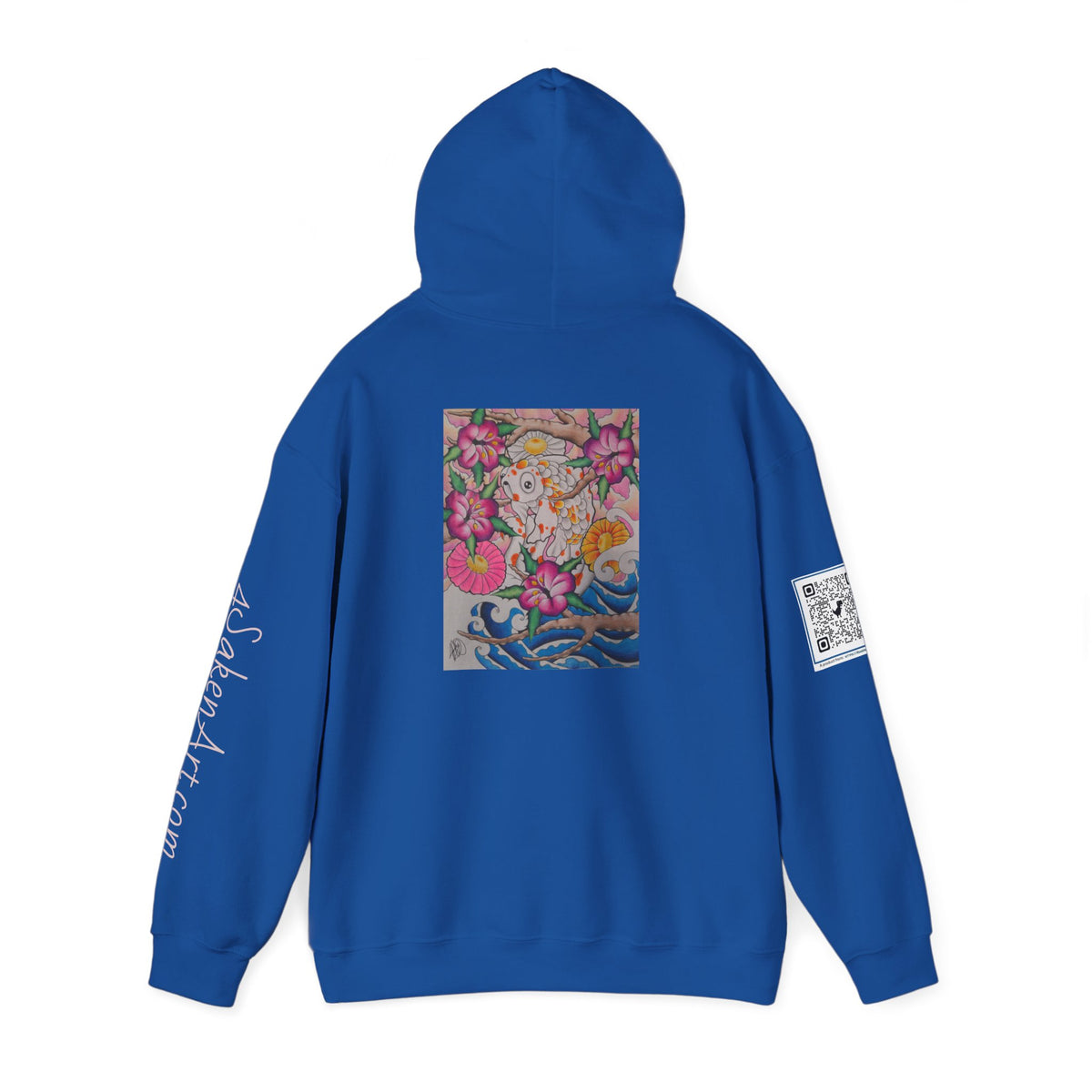Floral Koi Art Hoodie — Colorful Japanese-Inspired Flower & Koi Pond Graphic