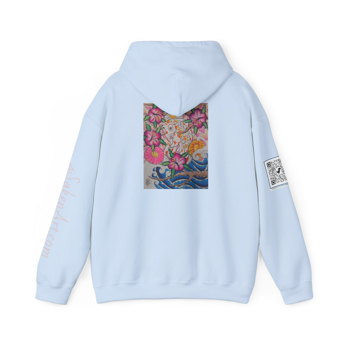 Floral Koi Art Hoodie — Colorful Japanese-Inspired Flower & Koi Pond Graphic