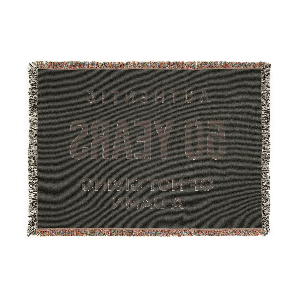 50 Years of Not Giving a Damn Woven Blanket — Funny 50th Birthday Throw