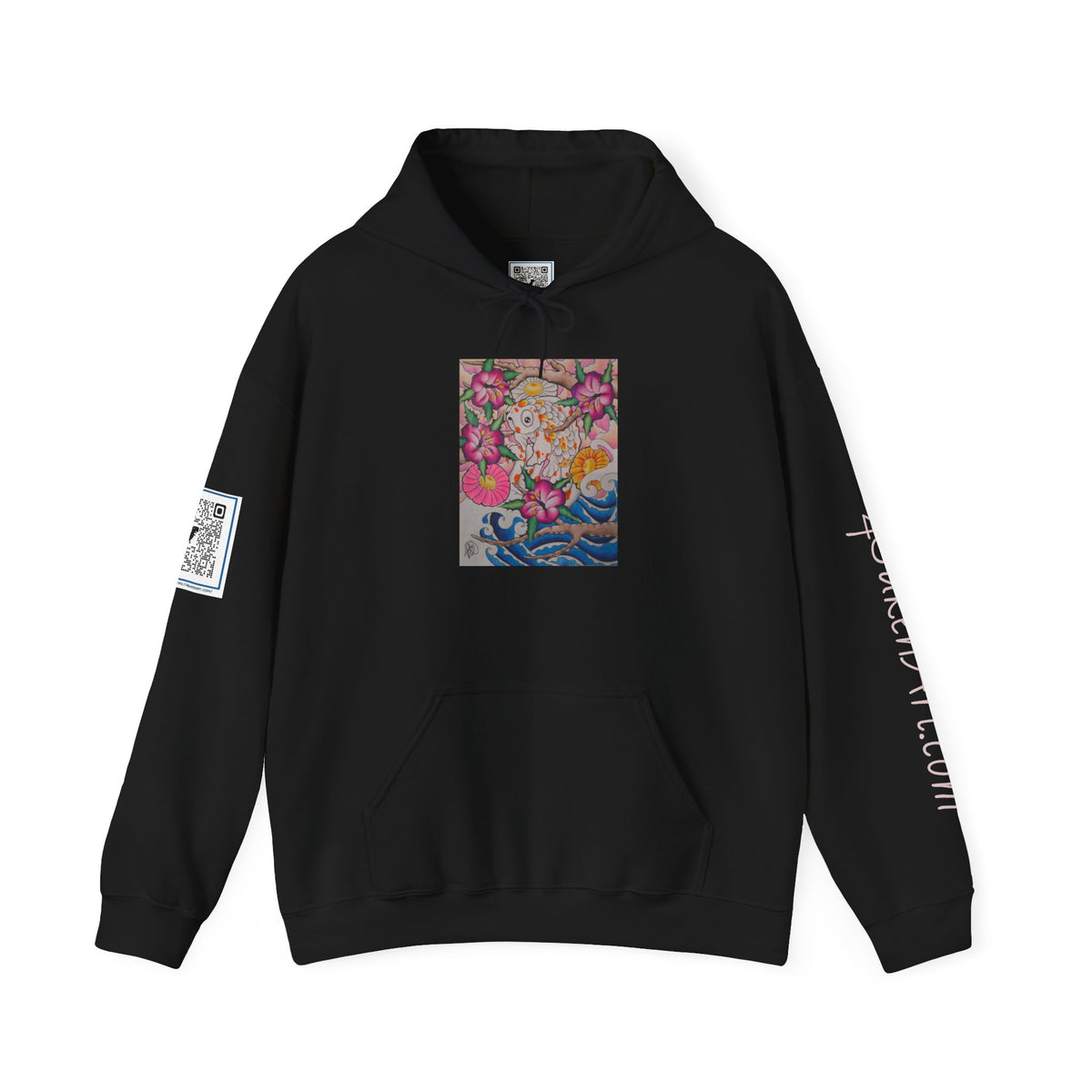 Floral Koi Art Hoodie — Colorful Japanese-Inspired Flower & Koi Pond Graphic